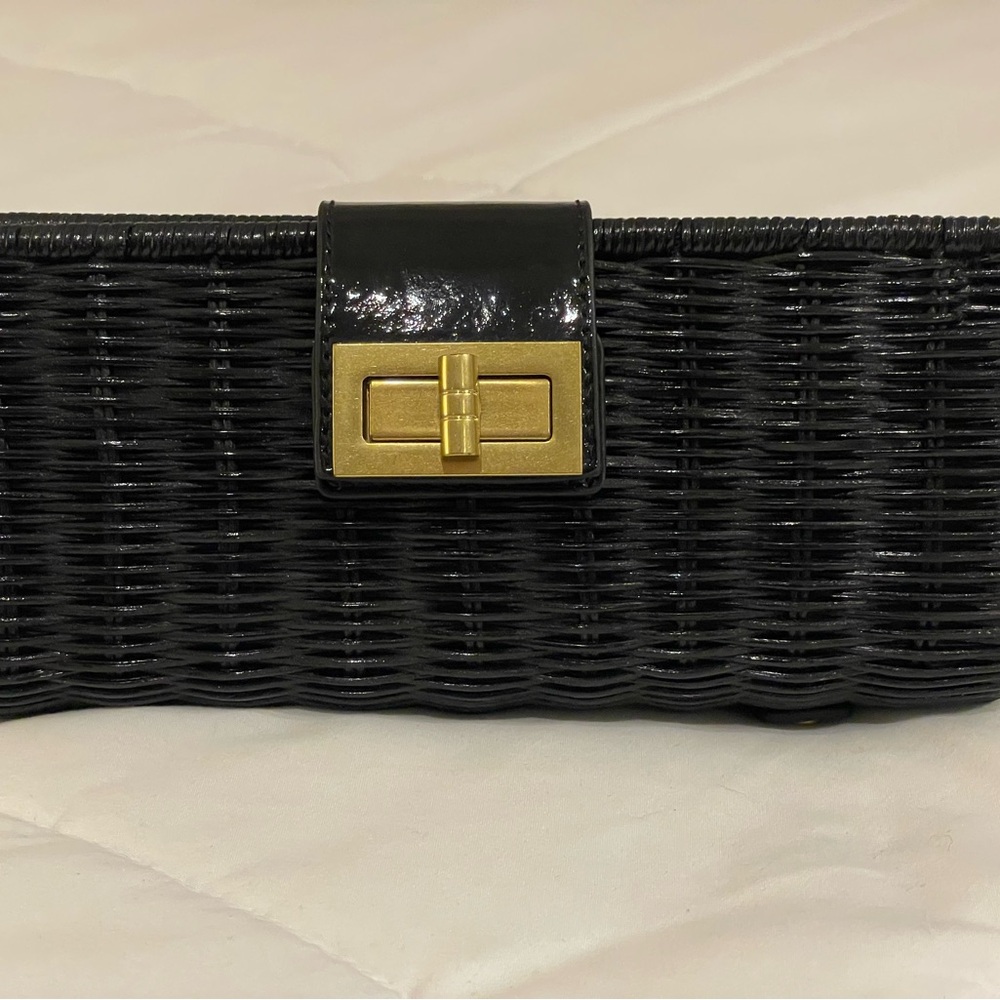 Black Woven Clutch with Gold Accent